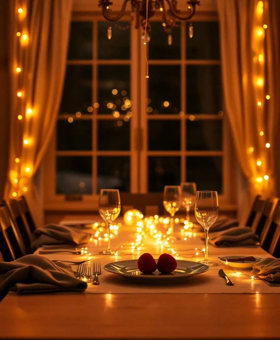 21 Creative Valentine Table Decorations to Set the Perfect Mood! - 7. Romantic Lighting with String Lights