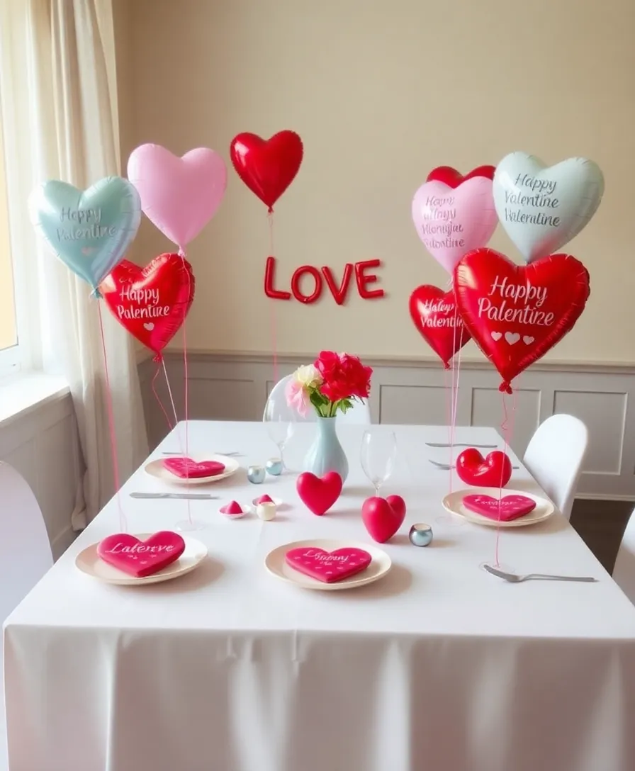 21 Creative Valentine Table Decorations to Set the Perfect Mood! - 18. Love-themed Balloons