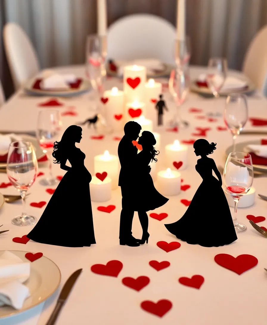 21 Creative Valentine Table Decorations to Set the Perfect Mood! - 16. Romantic Table Silhouettes