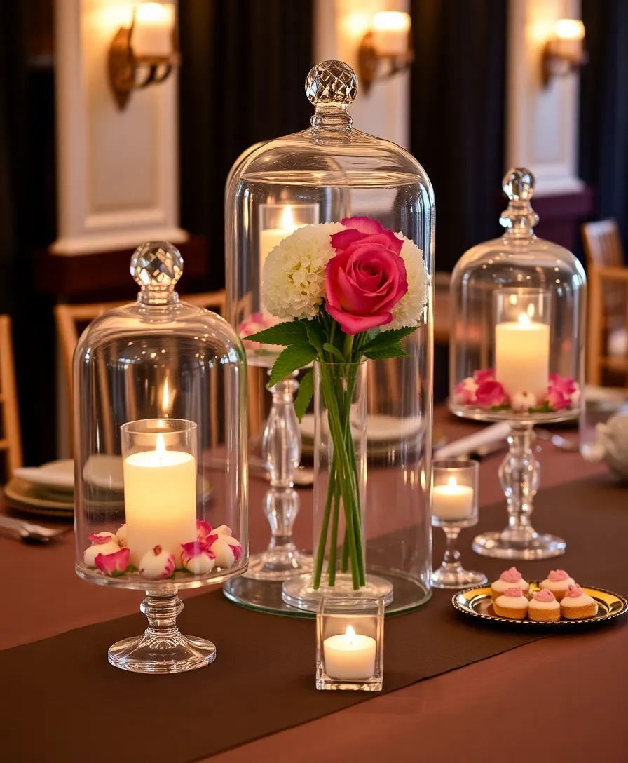 21 Creative Valentine Table Decorations to Set the Perfect Mood! - 19. Elegant Glass Cloche Displays