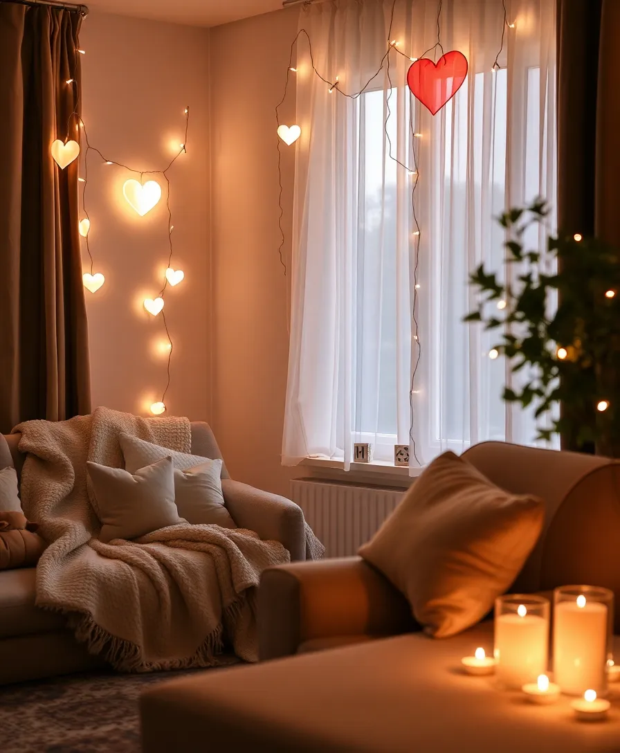 22 Easy and Budget-Friendly Valentine Decorations That Wow! (#10 Is a Game Changer!) - 11. String Lights with Heart Shapes