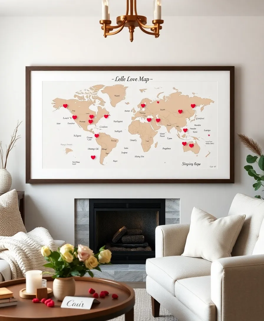 22 Easy and Budget-Friendly Valentine Decorations That Wow! (#10 Is a Game Changer!) - 17. Personalized Love Map