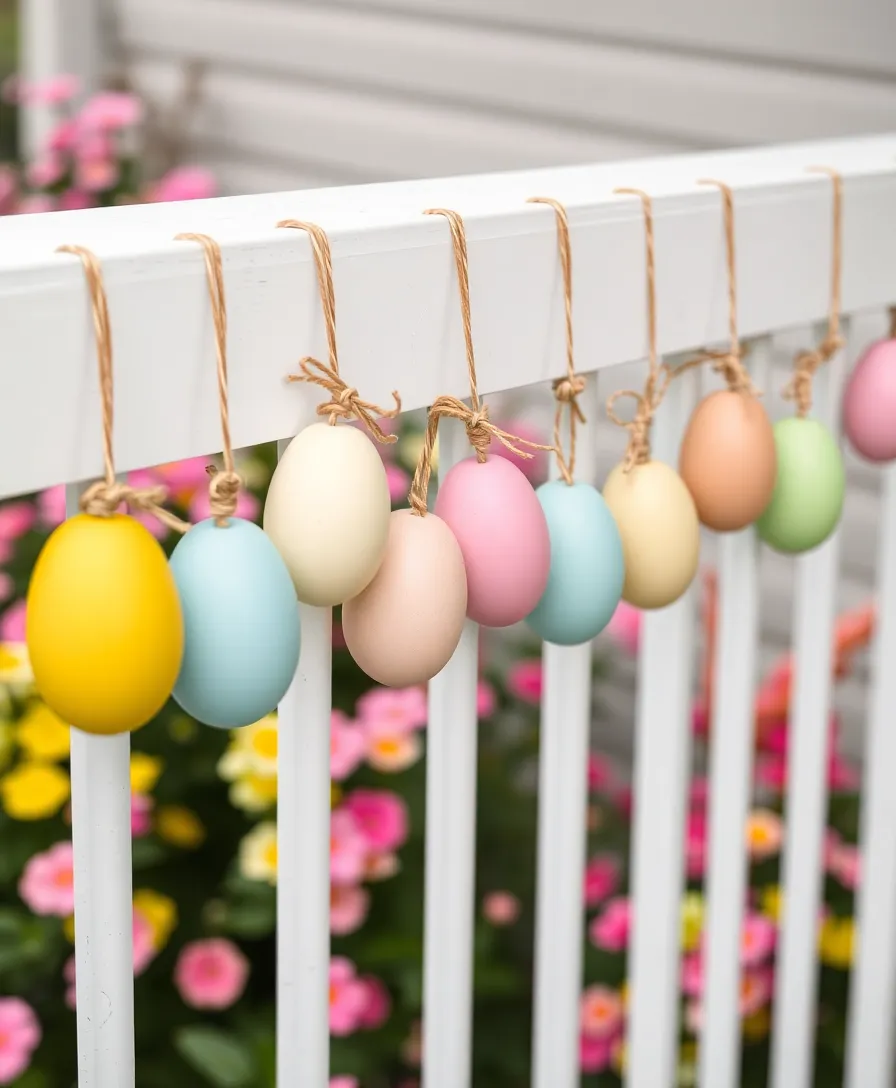 22 Whimsical Outdoor Easter Decorating Ideas to Bring Joy to Your Yard! (Your Neighbors Will Be Jealous!) - 1. Pastel Egg Garland