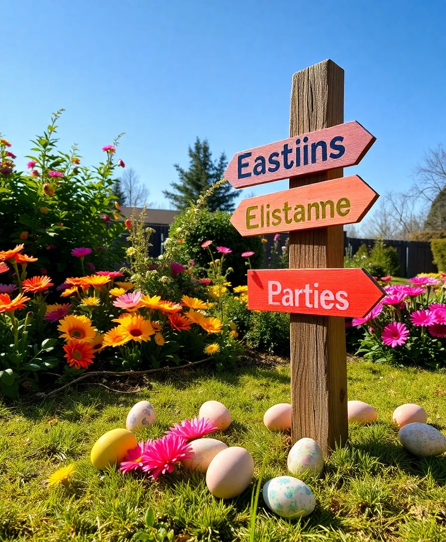 22 Whimsical Outdoor Easter Decorating Ideas to Bring Joy to Your Yard! (Your Neighbors Will Be Jealous!) - 3. DIY Easter Egg Hunt Sign