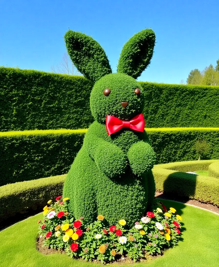 22 Whimsical Outdoor Easter Decorating Ideas to Bring Joy to Your Yard! (Your Neighbors Will Be Jealous!) - 2. Bunny Topiary