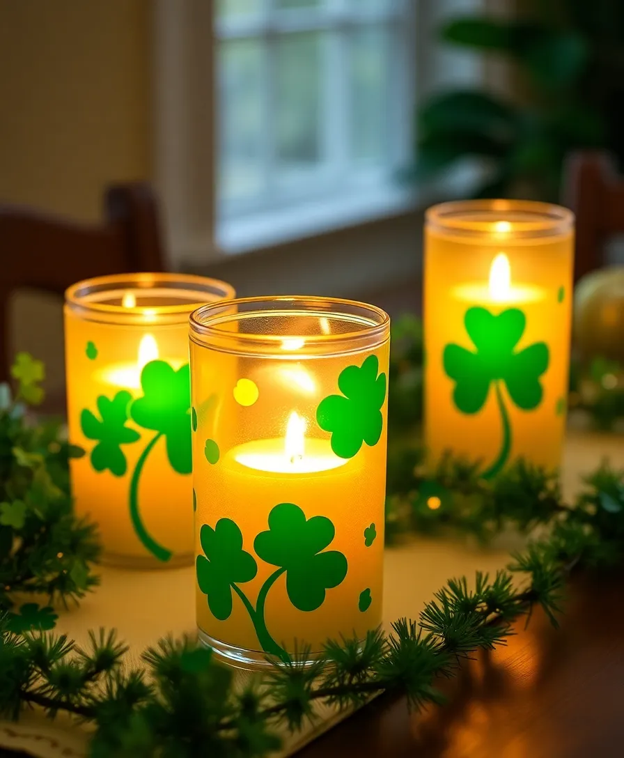 21 Creative St. Patrick's Day Decorations You Can Make at Home (Even Your Kids Will Love #13!) - 15. St. Patrick's Day Candle Holders