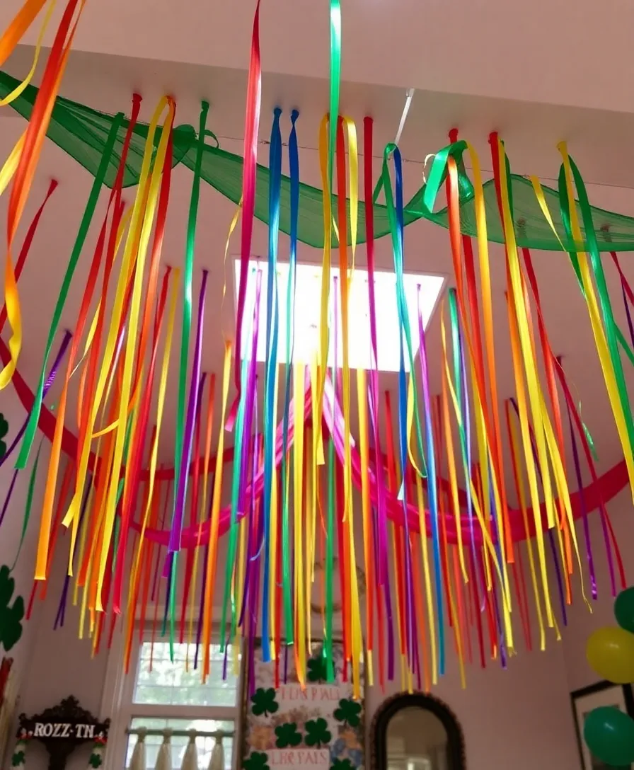 21 Creative St. Patrick's Day Decorations You Can Make at Home (Even Your Kids Will Love #13!) - 11. Rainbow Streamers