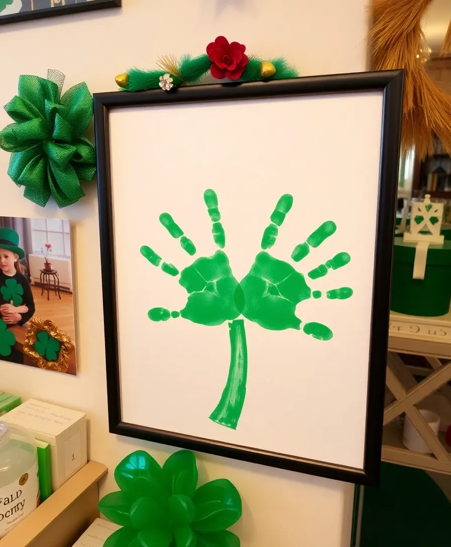 21 Creative St. Patrick's Day Decorations You Can Make at Home (Even Your Kids Will Love #13!) - 13. Handprint Shamrock Art (Kids Will Love This!)