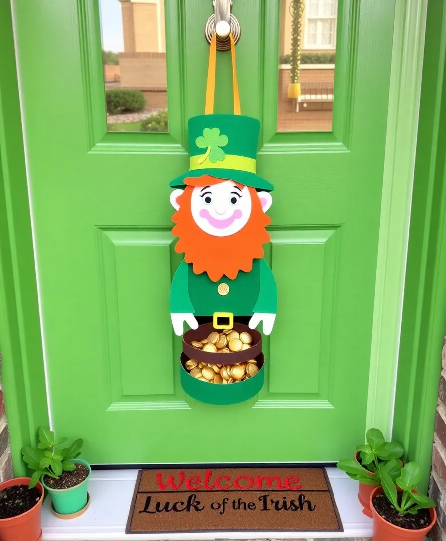 21 Creative St. Patrick's Day Decorations You Can Make at Home (Even Your Kids Will Love #13!) - 2. Leprechaun Door Hanger