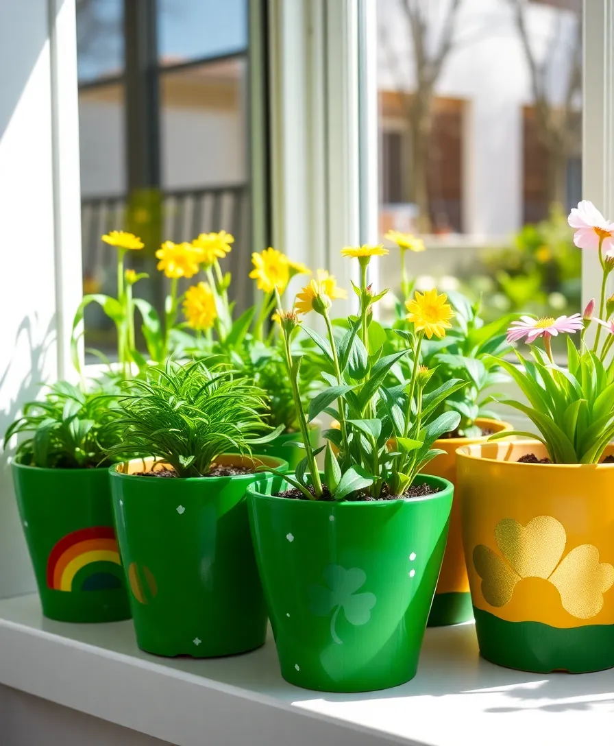 21 Creative St. Patrick's Day Decorations You Can Make at Home (Even Your Kids Will Love #13!) - 4. Painted Flower Pots