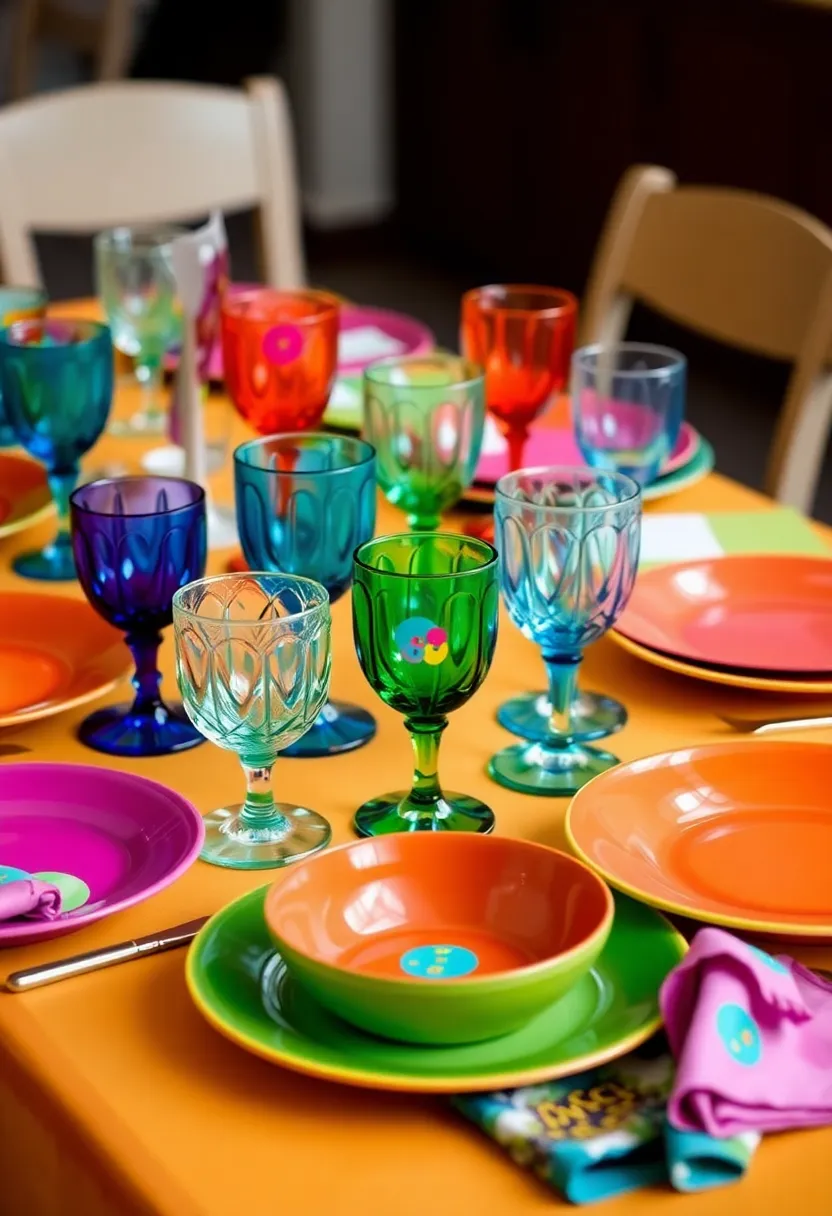 21 Party Table Decorations That Will Steal the Show! (Your Guests Will Be Amazed!) - 8. Colorful Tableware