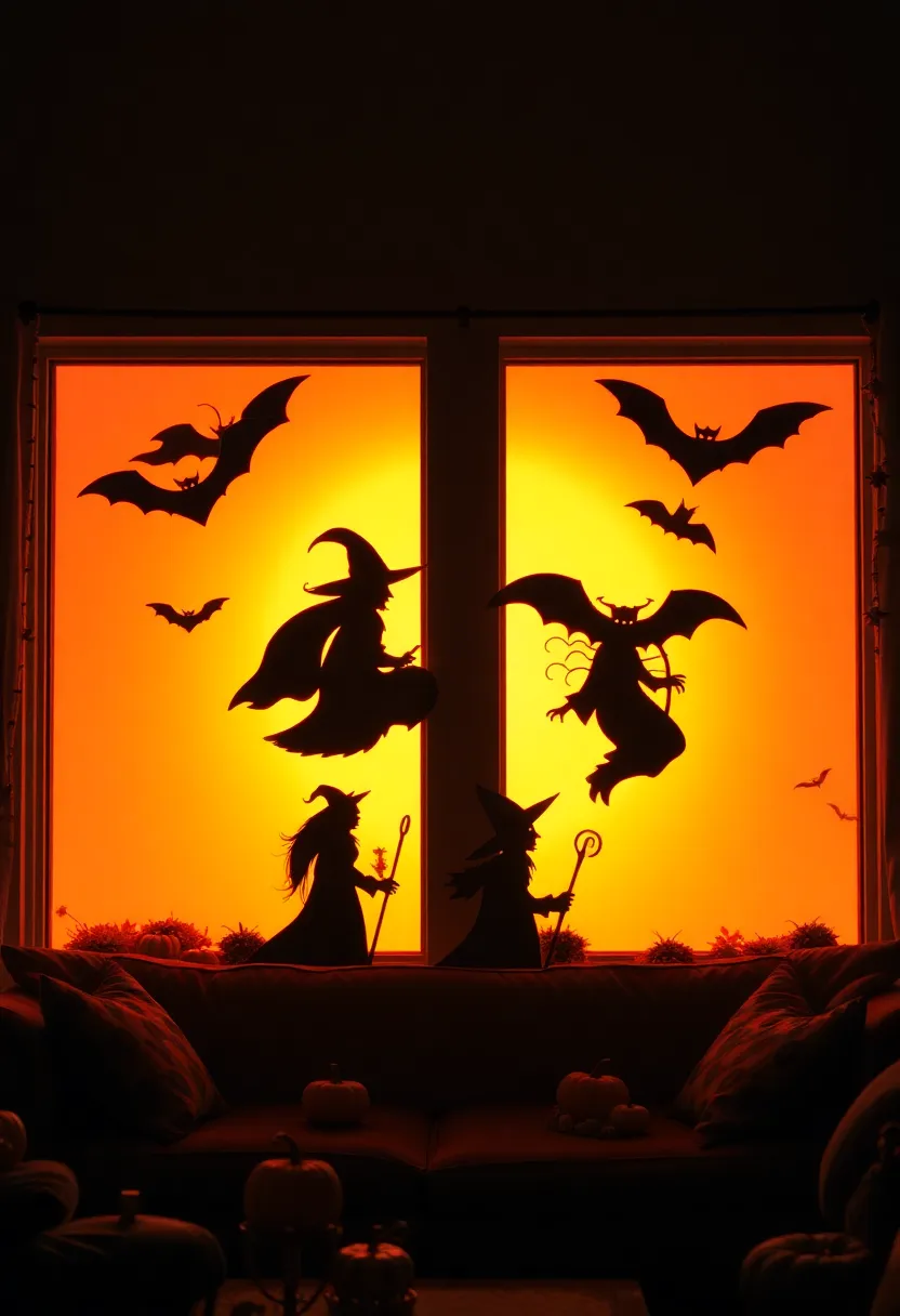 21 Halloween Party Decor Ideas That'll Make Your Guests Scream in Delight! - 2. Spooky Silhouette Window Displays
