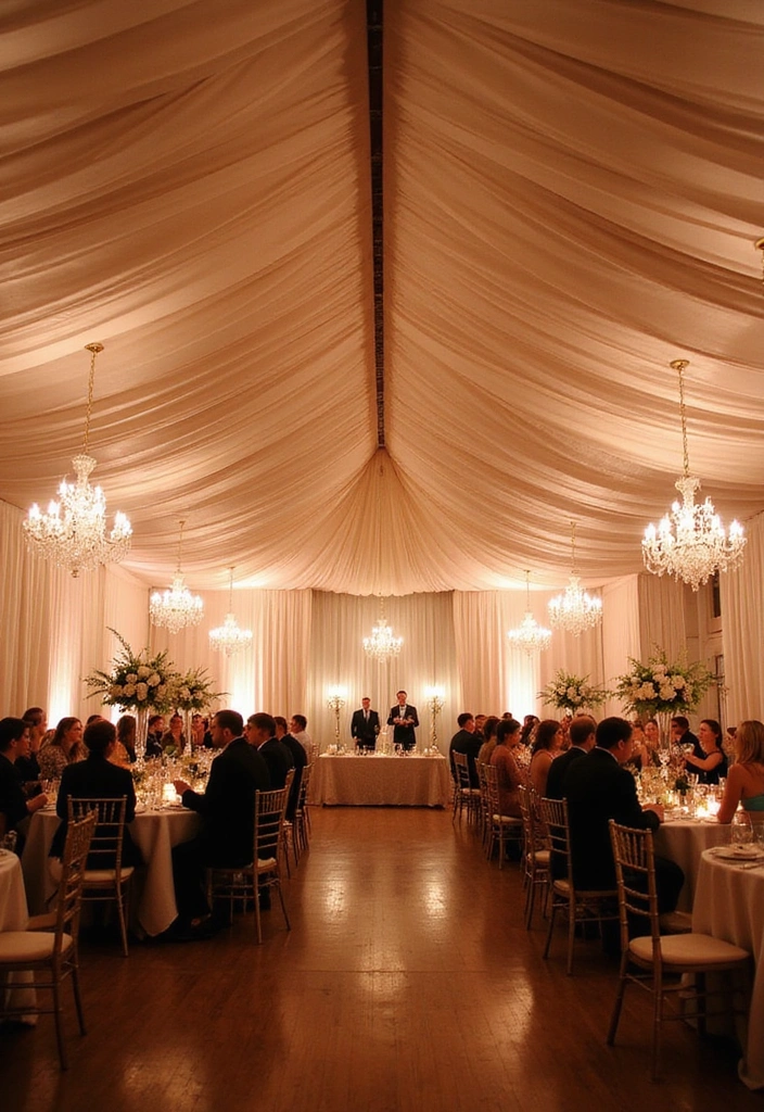 18 Unique Wedding Reception Decorations That Will Leave Everyone Talking (Check Out #7!) - 11. Elegant Drapery and Fabric Accents