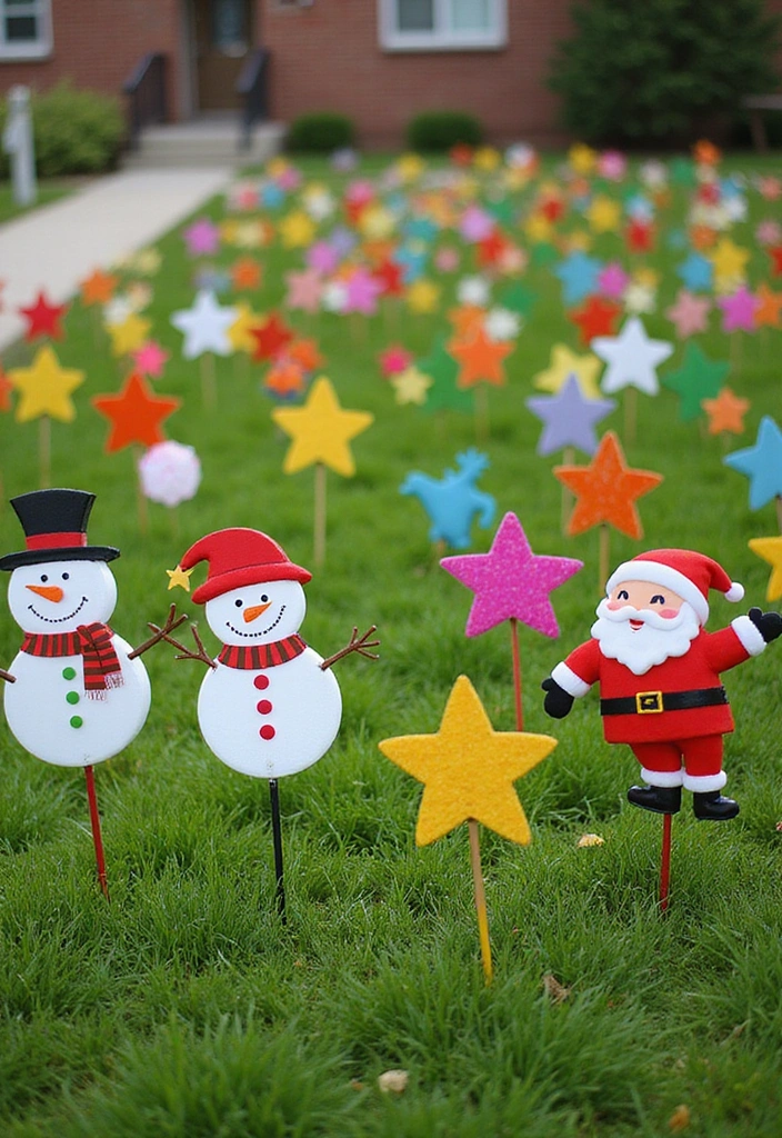 20 Outdoor Christmas Decorations That Will Make Your Neighbors Envy Your Holiday Spirit! - 8. Decorative Lawn Stakes