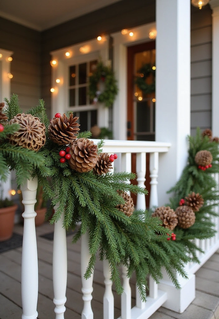 20 Outdoor Christmas Decorations That Will Make Your Neighbors Envy Your Holiday Spirit! - 13. Pinecone and Berry Garlands