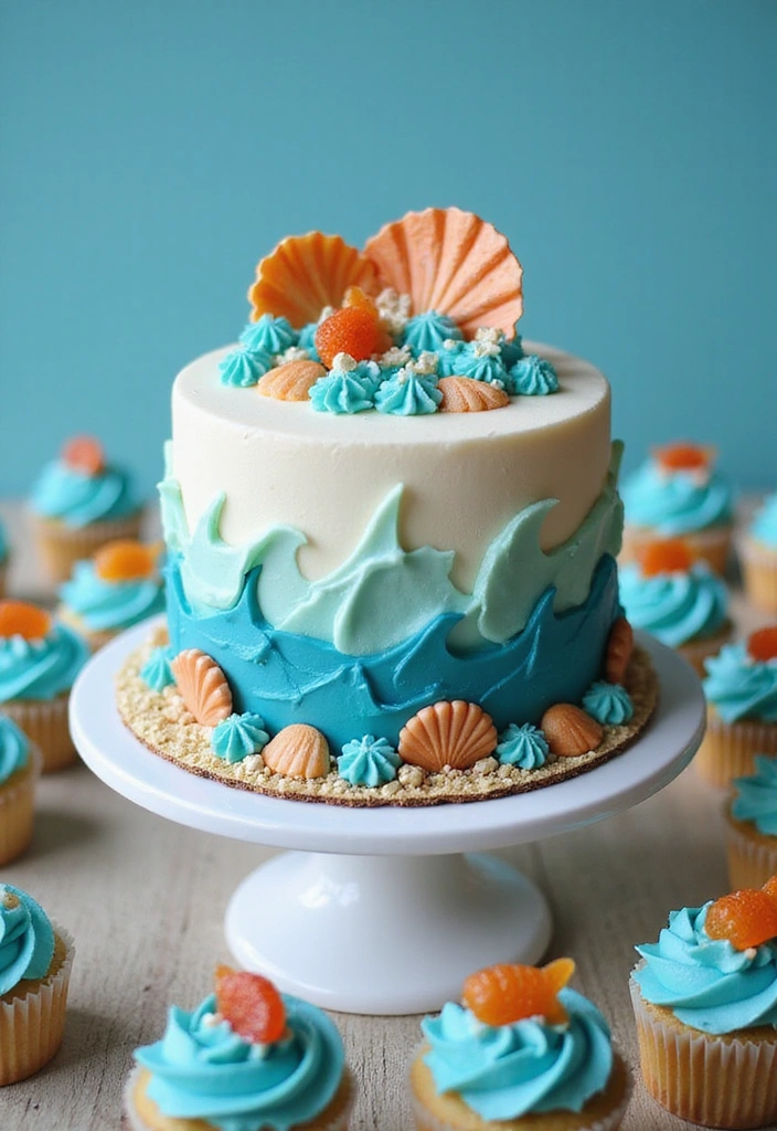 15 Epic Pool Party Decorations That Will Make Your Bash Unforgettable! - 13. Aquatic-Themed Cake and Treats