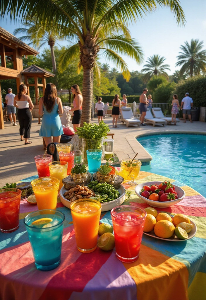 15 Epic Pool Party Decorations That Will Make Your Bash Unforgettable! - 5. Colorful Poolside Bar