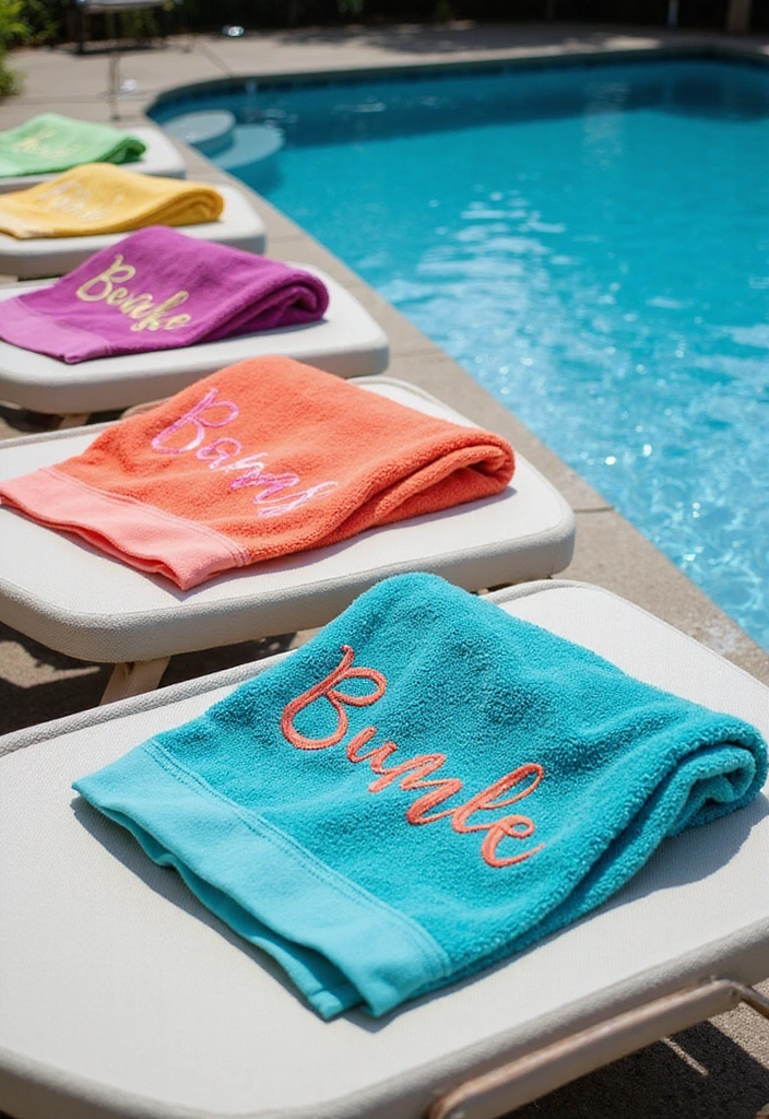 15 Epic Pool Party Decorations That Will Make Your Bash Unforgettable! - 15. Personalized Pool Towels
