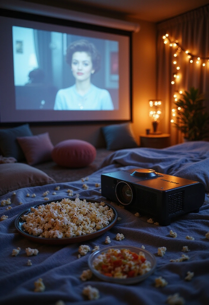12 Stunning Anniversary Decoration Ideas at Home That Will Leave You Speechless! - 11. Intimate Movie Night Setup