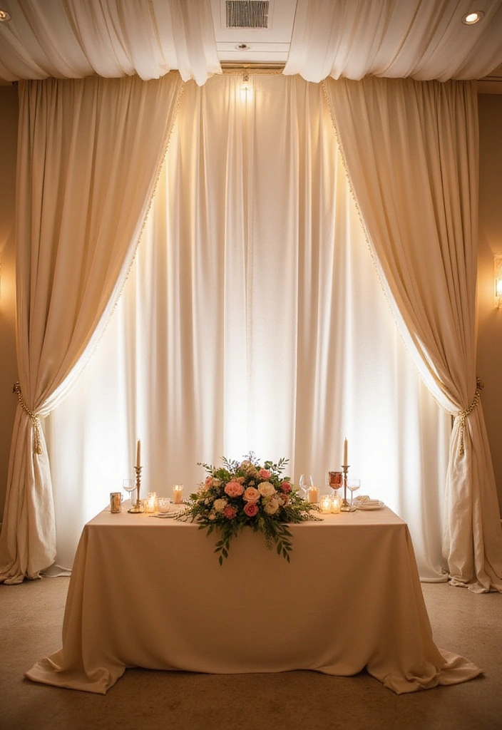 12 Stunning Indoor Wedding Reception Decorations That Will Take Your Breath Away! - 8. Elegant Drapery for a Romantic Touch