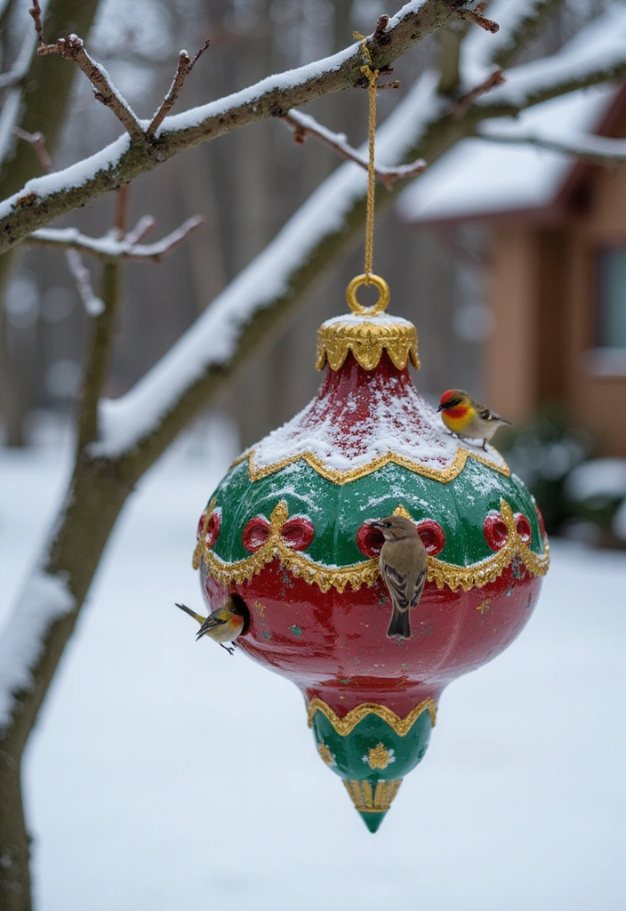 20 Outdoor Christmas Decorations That Will Make Your Neighbors Envy Your Holiday Spirit! - 17. Holiday-themed Bird Feeders