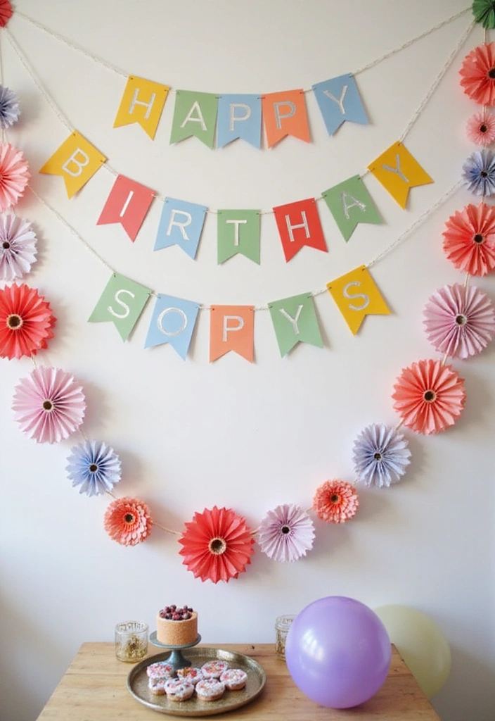 21 Birthday Decoration Ideas at Home That Will Wow Your Guests! - 2. DIY Banner and Garlands